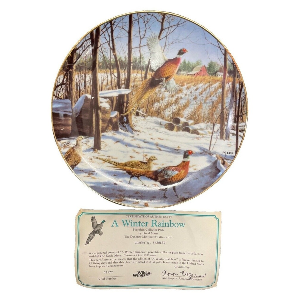 A Winter Rainbow‎ Pheasant David Maass Danbury Mint Collector Plate